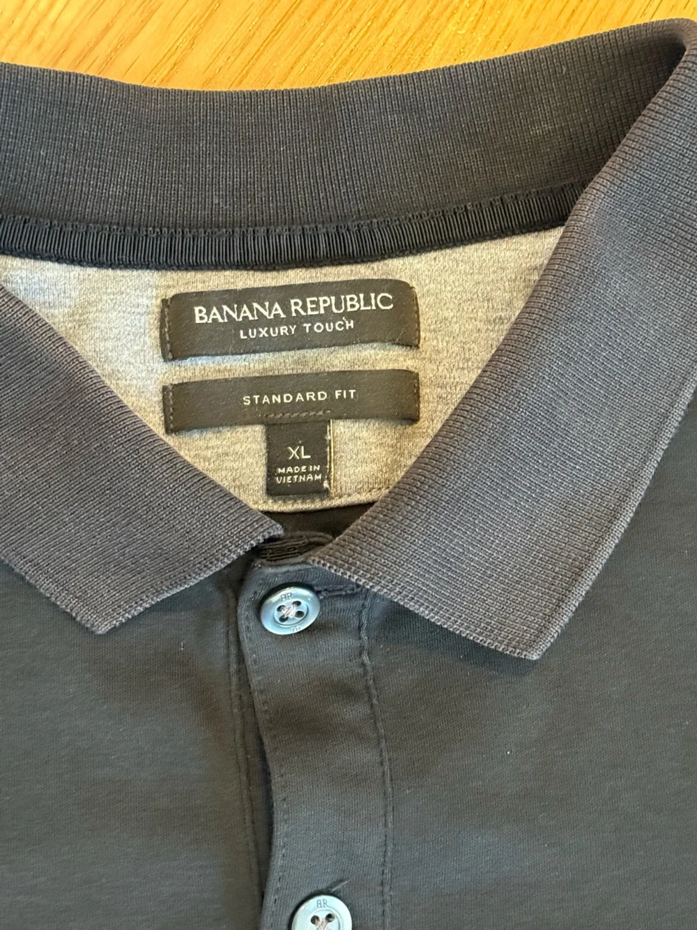 Banana Republic Black Short-Sleeve Luxury Touch Polo with Ribbed Collar